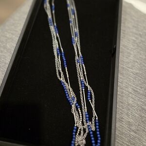 Elegant Silver and Blue Beaded Necklace (Premier Designs)